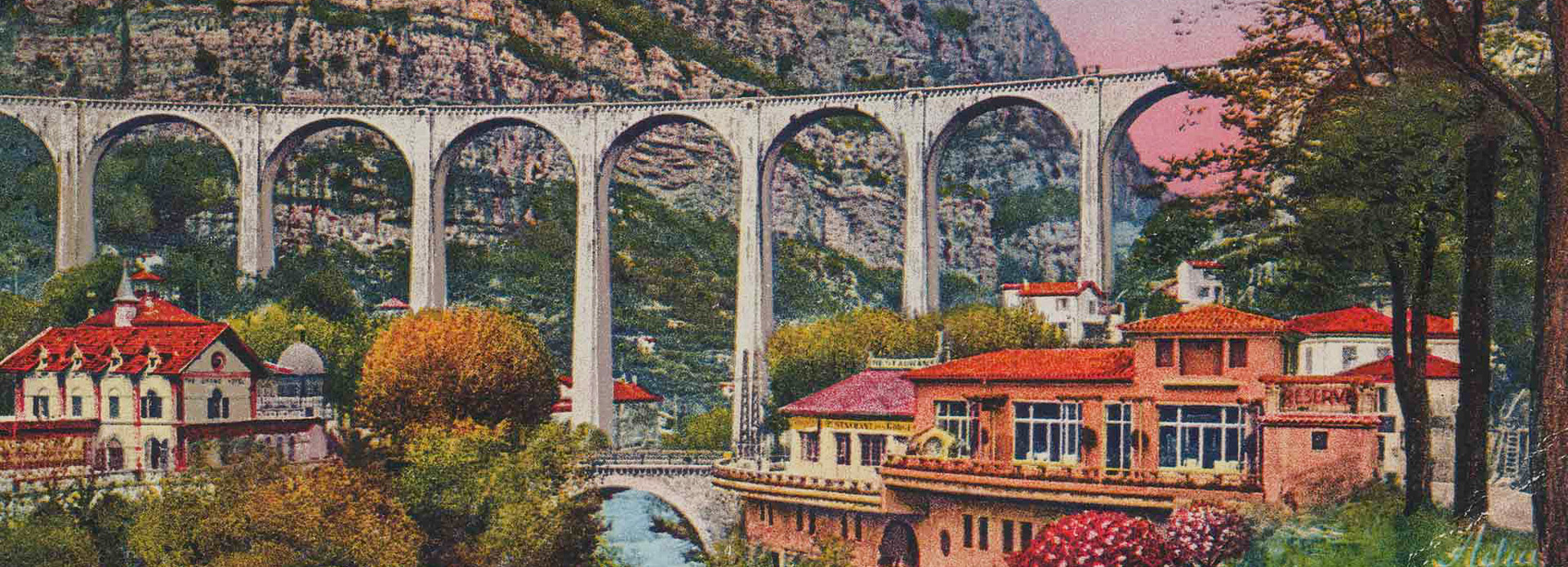 The Pont du Loup Viaduct in all its glory as depicted in a period postcard.